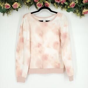 Rachel Parcell Puff Sleeve Sweatshirt Pink Ginko Wash XXS